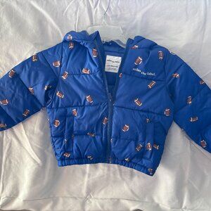miles the label boys football puffer jacket with hood, blue, 2T - NWT